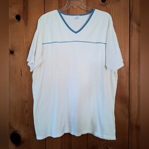 Just My Size Short Sleeve Knit V-Neck Top with Blue Trim